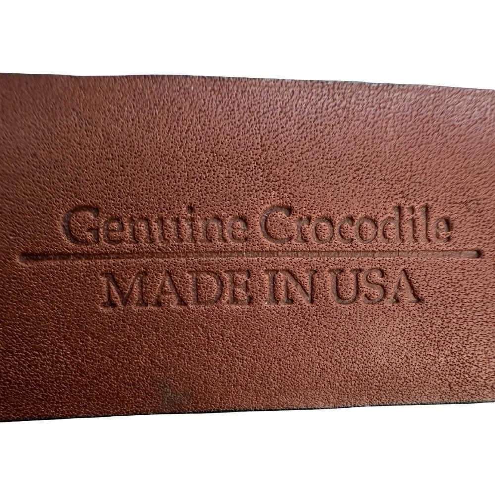 Bespoke Solid Black Genuine Crocodile Belly Mens Belt Brass Buckle 36 NWOT